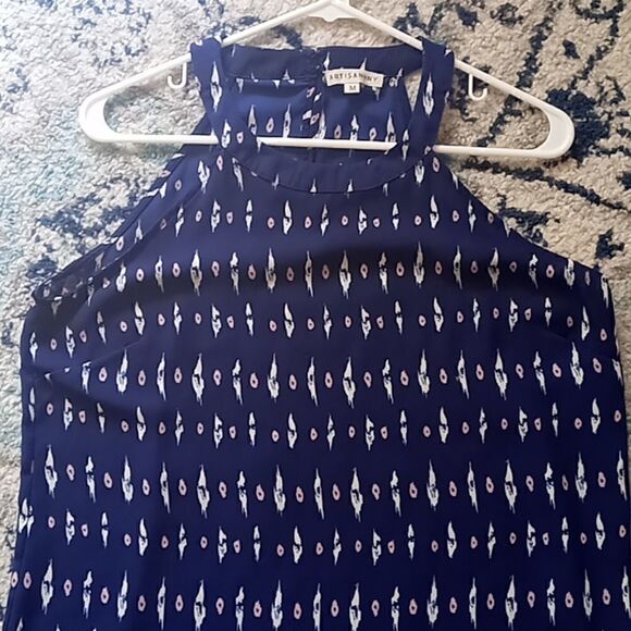 Artisananony sheer top navy blue size medium - Picture 2 of 7